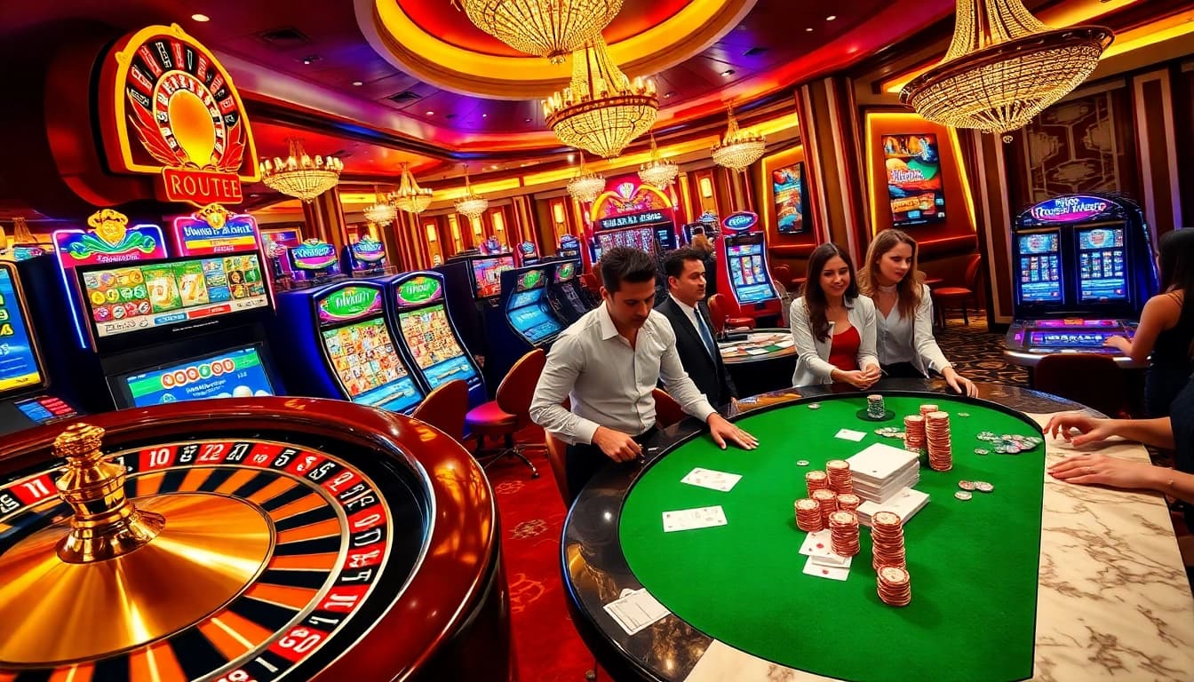 Enjoy thrilling gameplay at https://tg88co.com/ with diverse casino elements: roulette, poker chips, and slot machines.