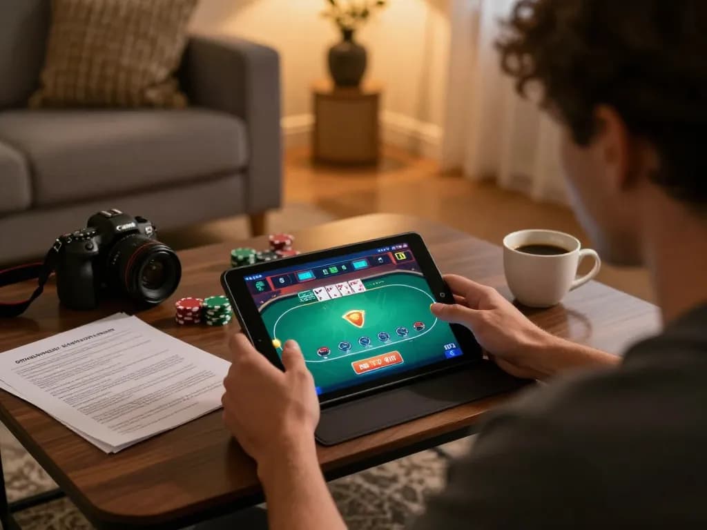 Engaging in poker strategies on the tablet while exploring digitalgamesprices for optimal odds.