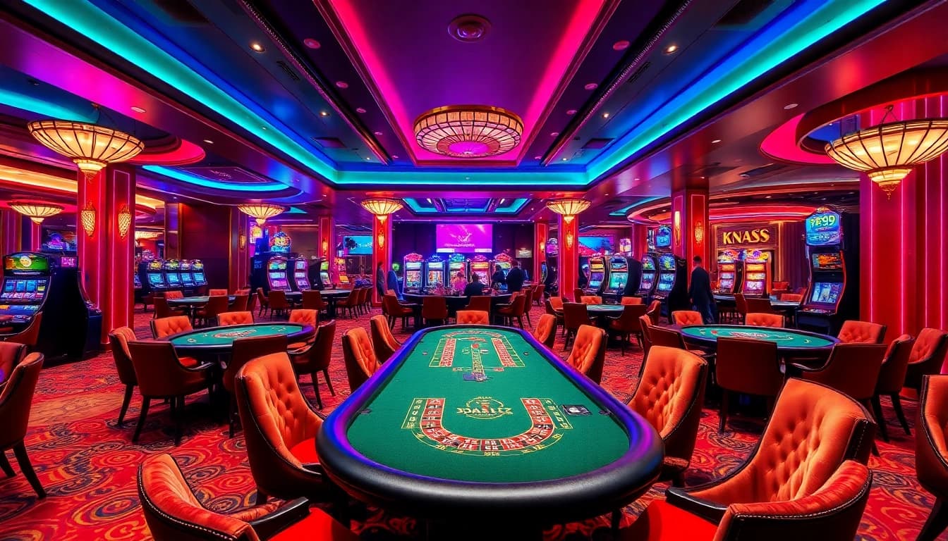 Exciting gambling scene at PS99 casino with vibrant tables and luxury elements.
