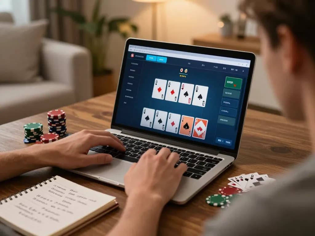 F168 player engaging in an online poker game, showcasing strategy and responsible gambling