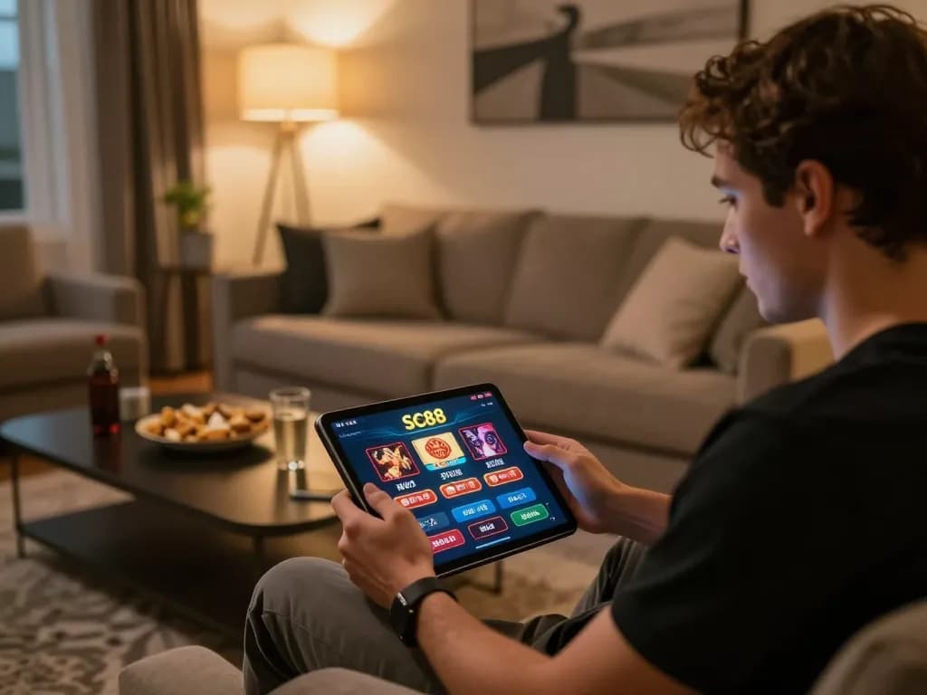 Engaging action of a player using SC88 app for strategic online gambling at home