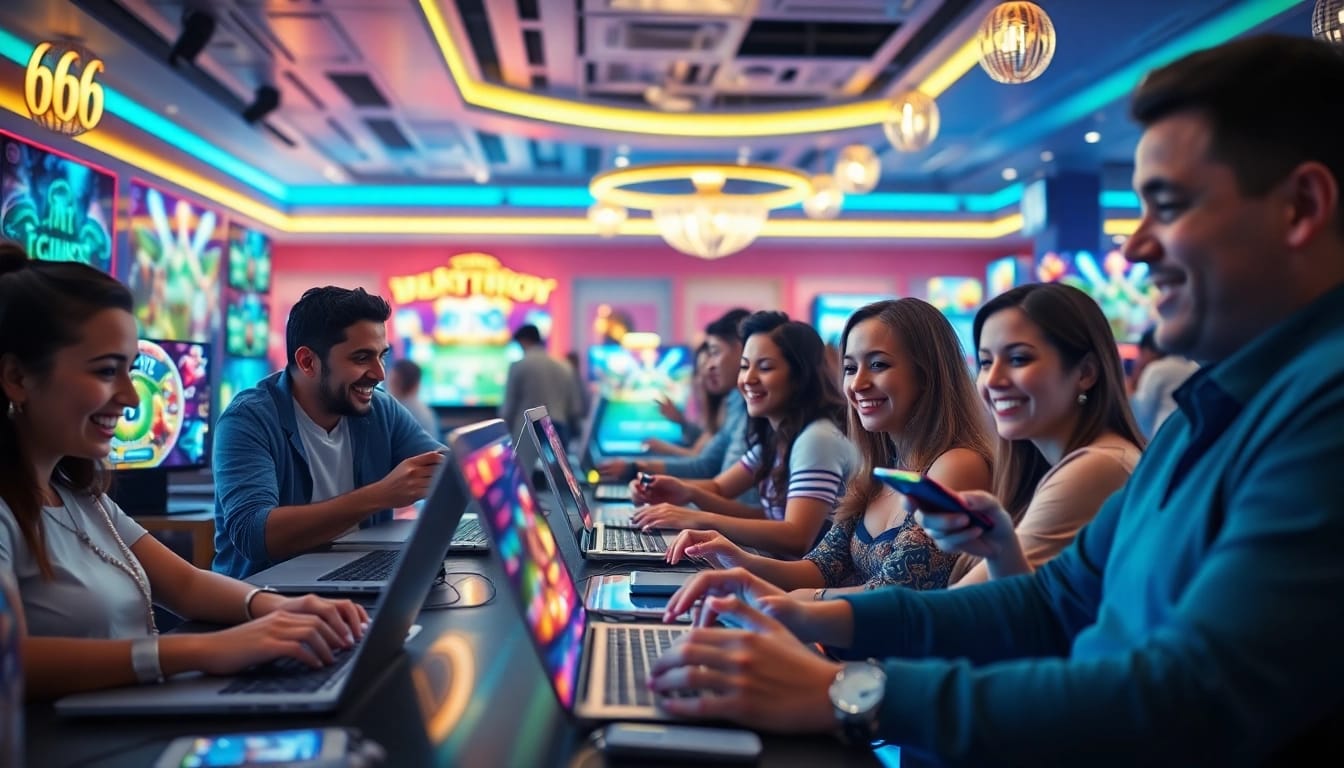 The 66 club gaming environment showcases players enjoying diverse games with excitement and engagement.