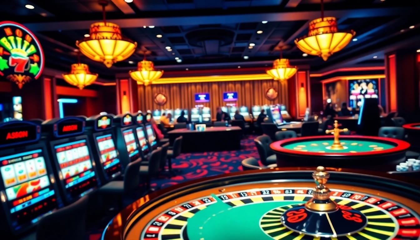 Engage with thrilling games at https://68vip.tech/ showcasing slot machines and poker chips.