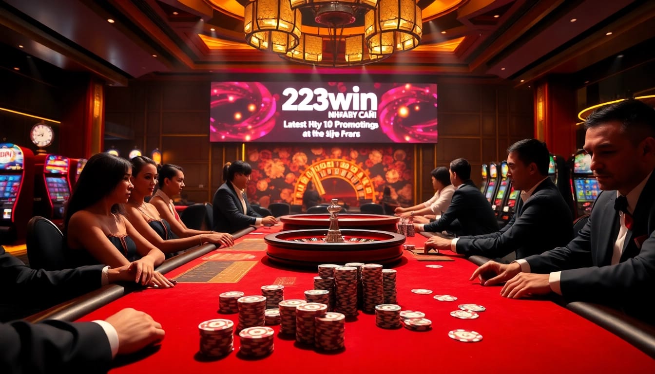 Experience thrilling moments at 23win nhà cái with poker chips, cards, and roulette excitement.