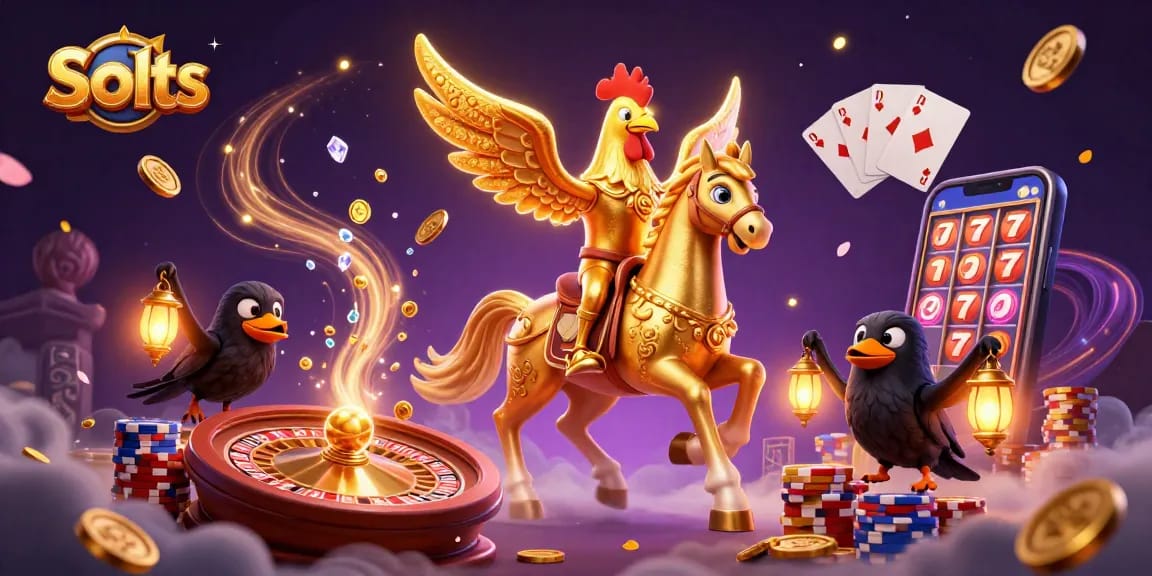 Experience the thrilling Slots action with a golden rooster and glowing lanterns in a vibrant casino