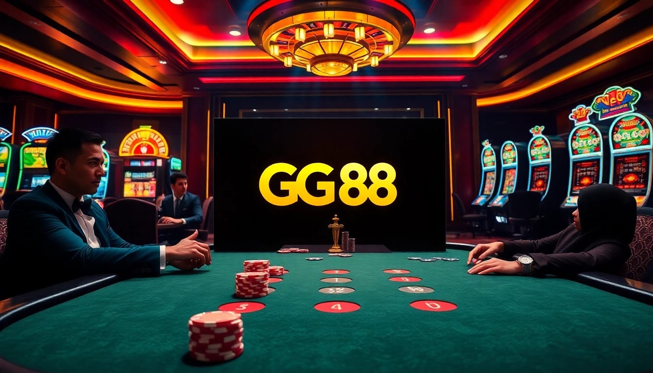 High-stakes poker scene at GG 88, showcasing luxury and excitement in gambling.