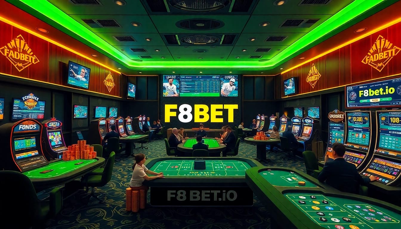 Engaging online gambling scene showcasing f8bet.io's vibrant betting environment with players and gaming tables.