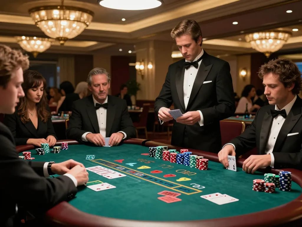Players enjoying a blackjack game at say88's upscale casino with lively action and strategic gameplay.