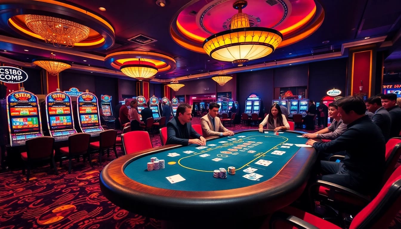 Exciting gameplay at c168.com Casino featuring poker, roulette, and colorful slot machines.