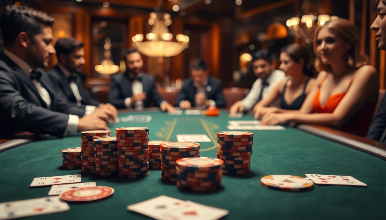 Engaging Blackjack Casino scene highlighting players and gameplay at the table.