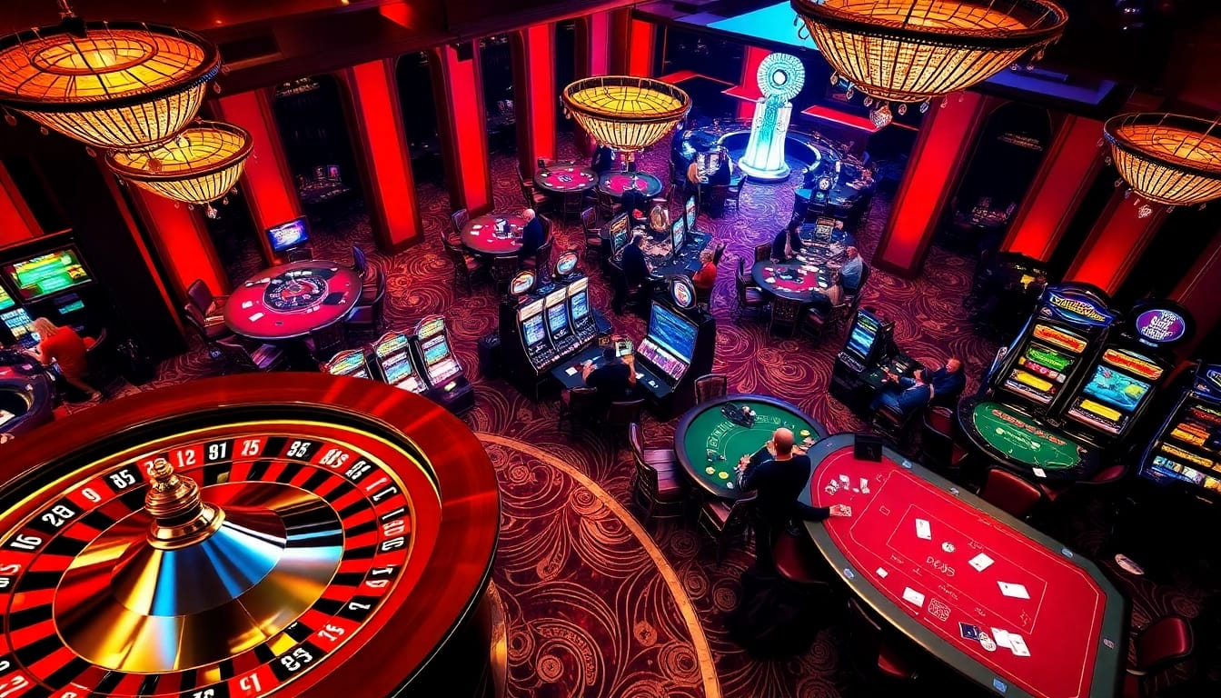 Engage with exciting gaming experiences at King Arthur Cafe's menu featuring casino themes and vibrant visuals.