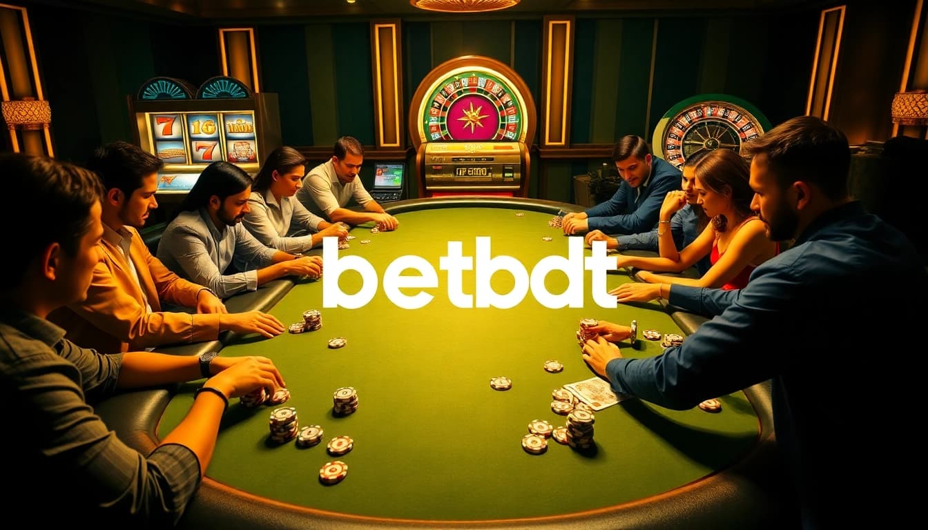 Engage in high-stakes poker at betbdt’s vibrant casino, featuring luxurious tables and intense players.