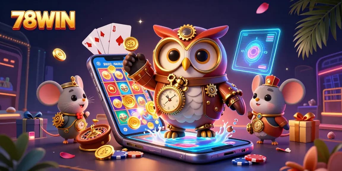 Engage in thrilling gaming at 78WIN with our time-traveling owl and casino elements in 3D!