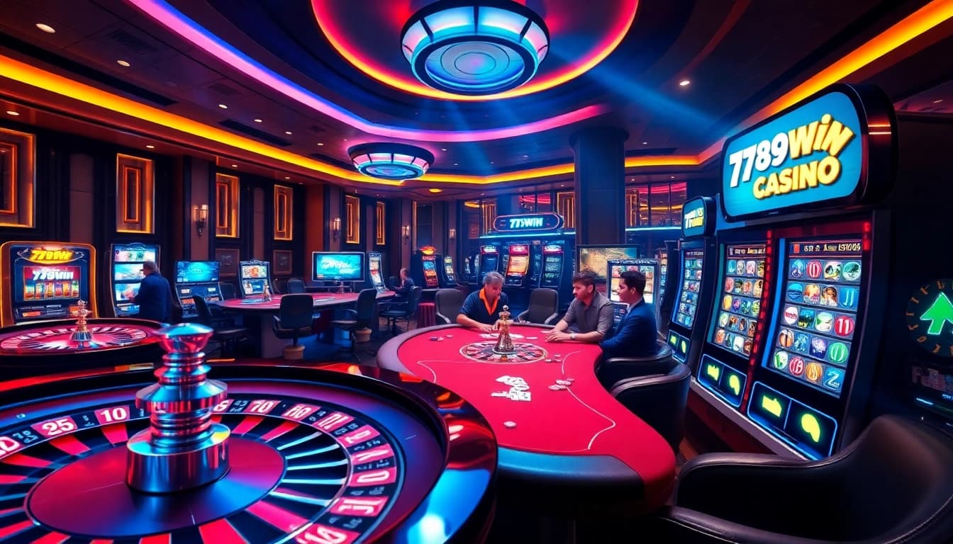Experience thrilling games and vibrant excitement at 789win casino tables with poker chips and roulette.