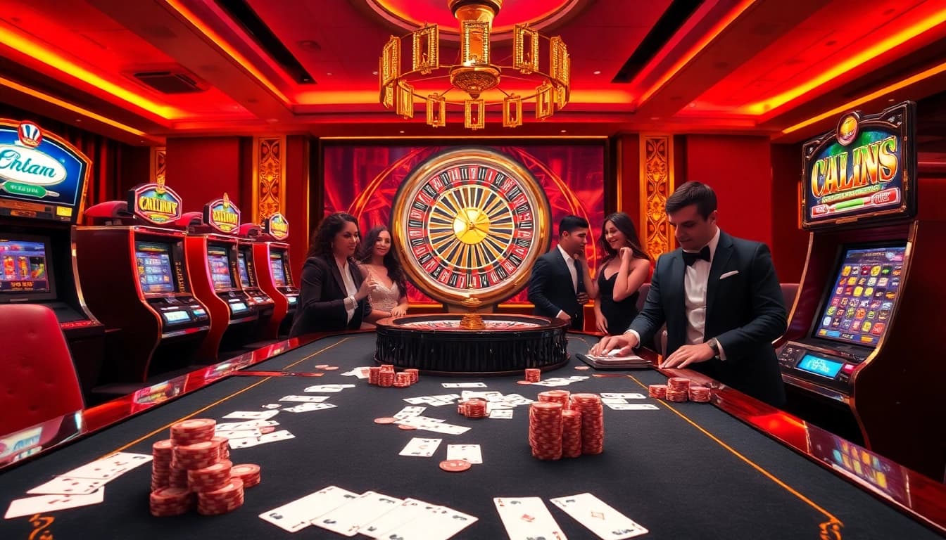 Dive into the thrill of DH88 gaming tables with vibrant chips and elegant cards in a luxury casino setting.