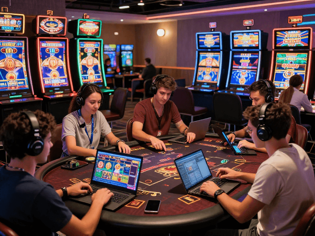 Explore exciting games at https://giraffedays.com, showcasing players in a lively online casino atmosphere.