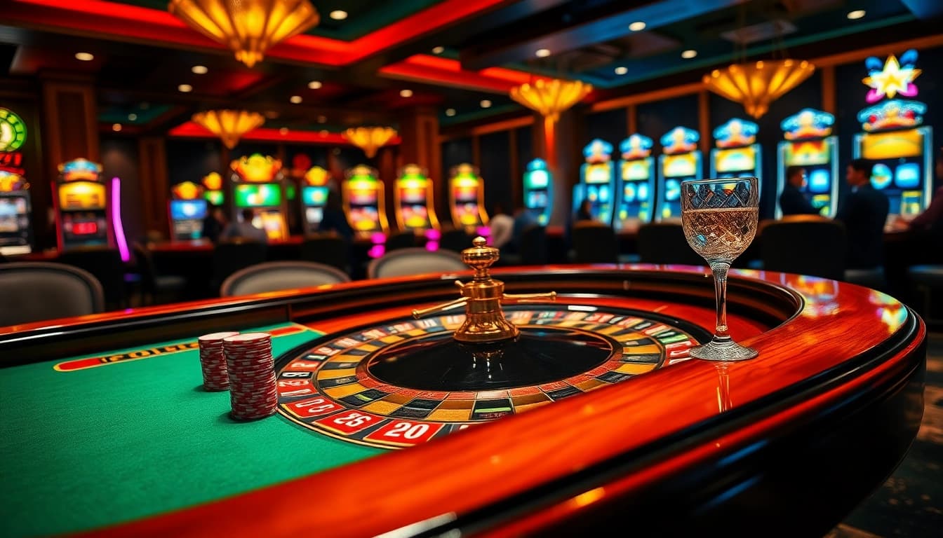 Engaging 68VIP casino scene featuring a roulette table and vibrant gaming elements.
