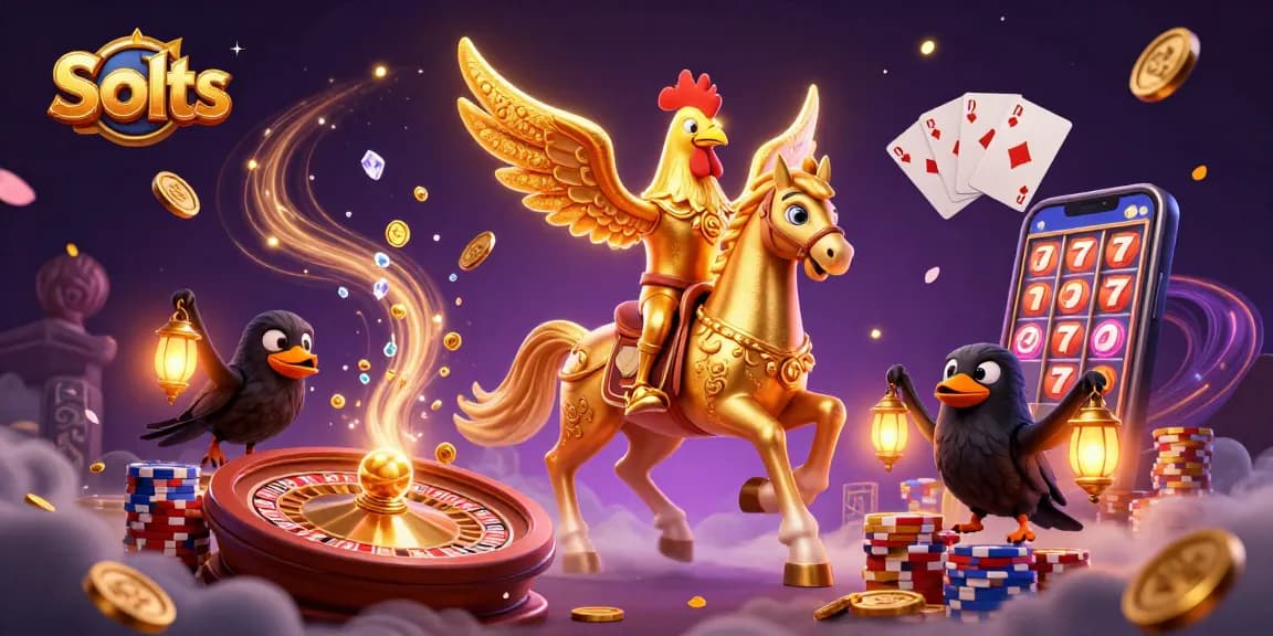 Experience the thrilling Slots action with a golden rooster and glowing lanterns in a vibrant casino