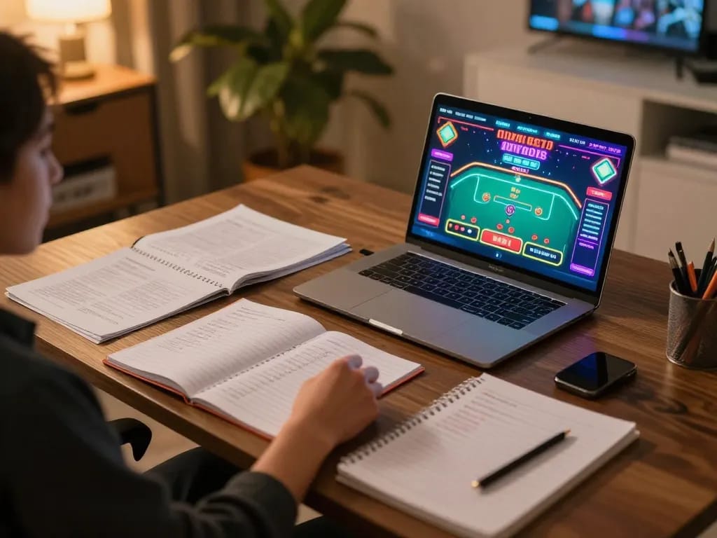 Player strategizing in a cozy home setting while enjoying rikvip online blackjack game interface