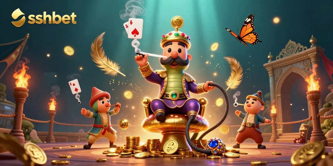 Experience the thrill at sshbet with a vibrant 3D illustration of dynamic casino action and unique characters.