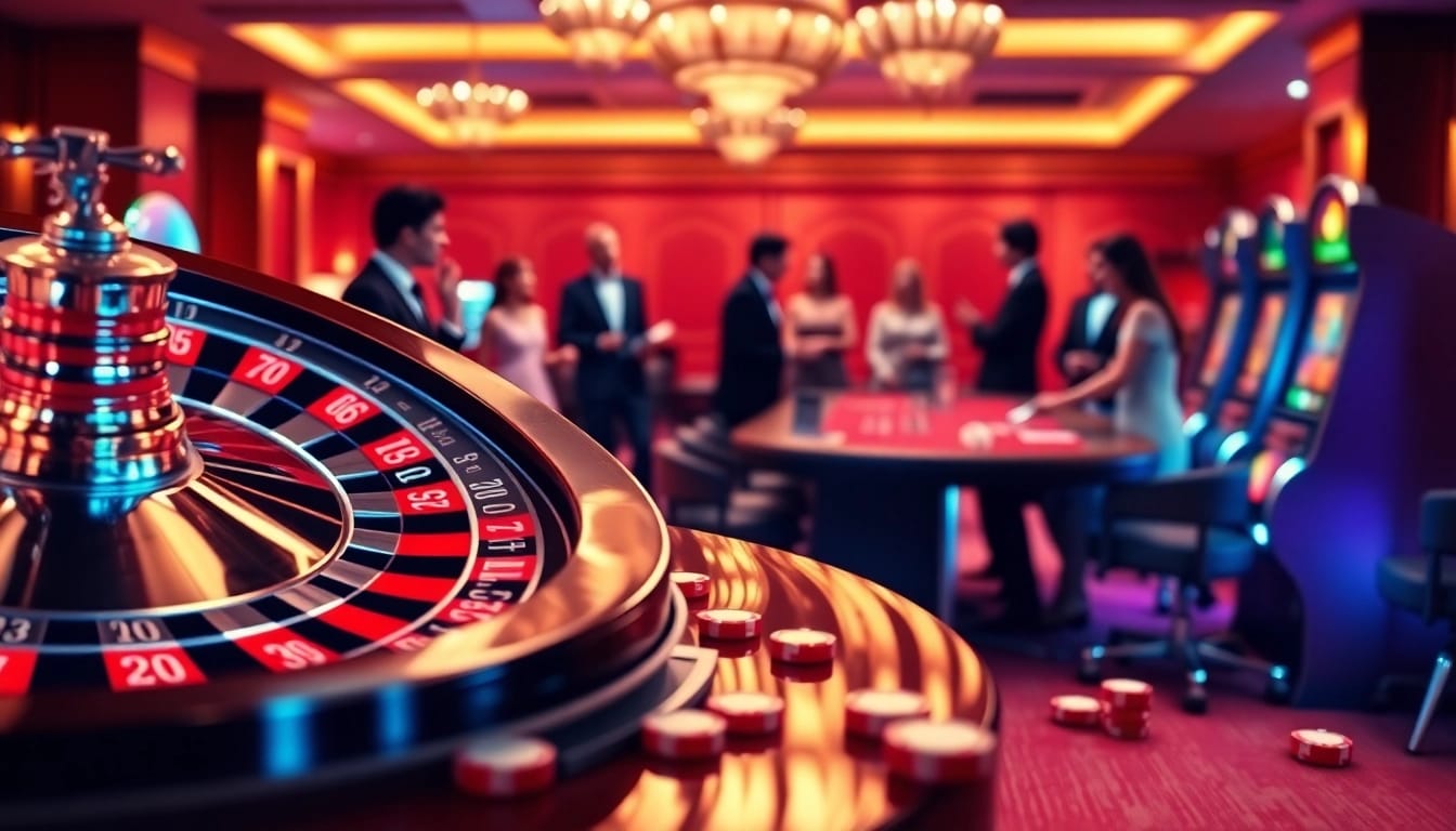 Experience the excitement of MB66 casino games with vibrant roulette and blackjack tables.