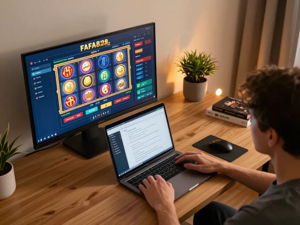 ประสบการณ์การเล่นพนันออนไลน์ที่น่าสนใจด้วย FAFA828 แสดงบนหน้าจอ โดยมีเกมสล็อตที่สดใสและการวางแผนเชิงกลยุทธ์