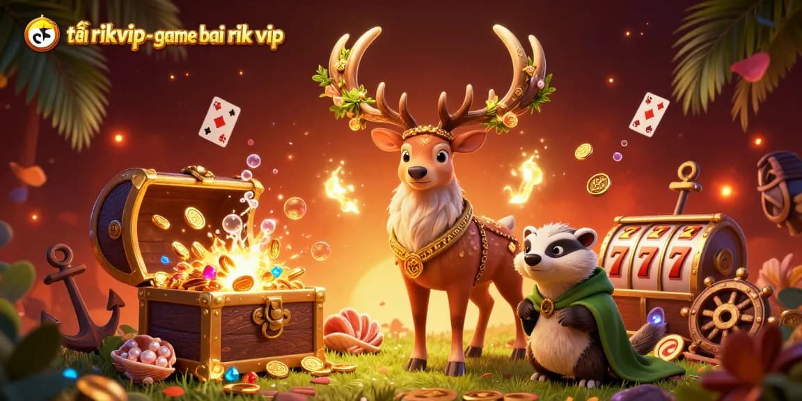 Engage in thrilling gameplay with tải rikvip - game bai rik vip, featuring dynamic casino elements and vibrant characters.