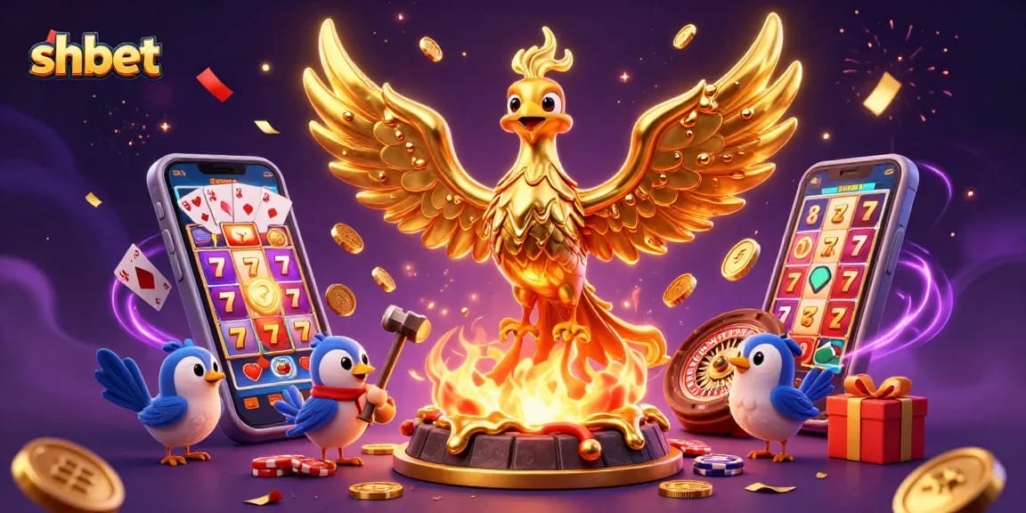 Engage with shbet's lively casino scene featuring a molten golden phoenix and dynamic gaming elements.