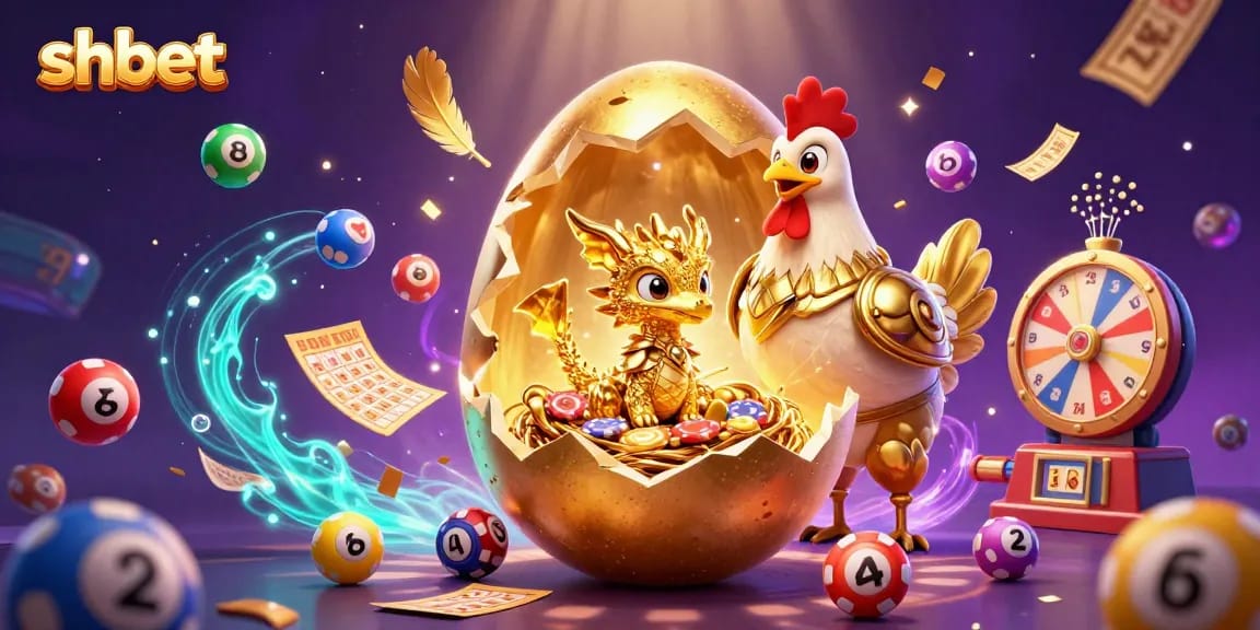 Experience the excitement of shbet with a vibrant casino scene showcasing colorful elements and a golden baby dragon.