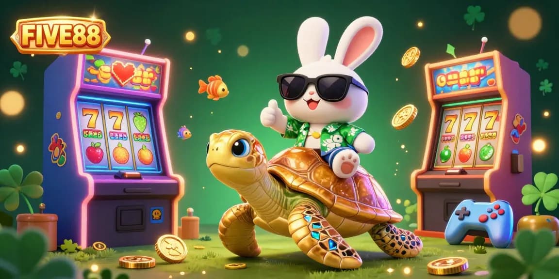 Play slots and have fun at FIVE88 with a vibrant 3D illustration of lucky characters!