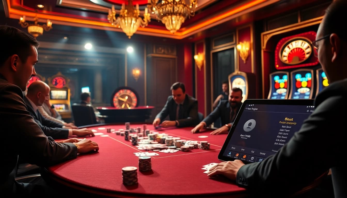 Exciting poker game scene at Ga6789 casino with vibrant colors and luxury atmosphere.