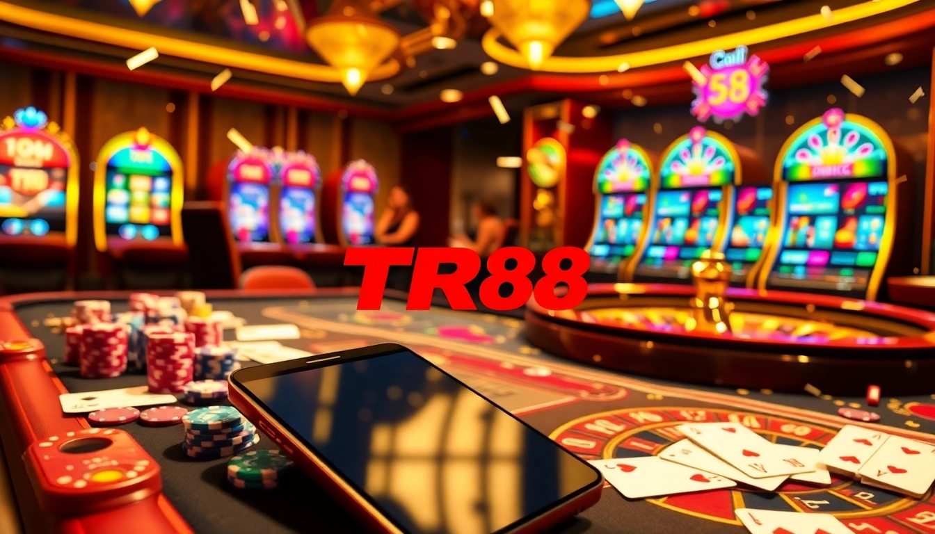 Experience high-stakes excitement with TR88 at an elegant casino, featuring poker and roulette.