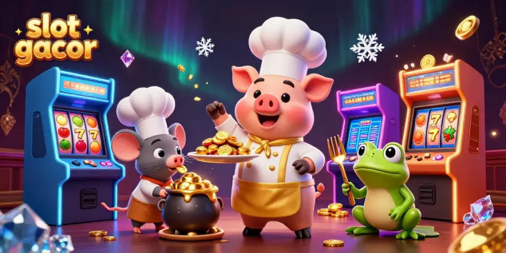 Experience the excitement of slot gacor with gold coins, spinning reels, and dynamic game elements.