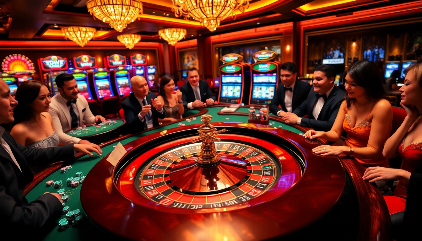 Players enjoying a thrilling roulette game at rr 88 casino, surrounded by vibrant lights and excitement.