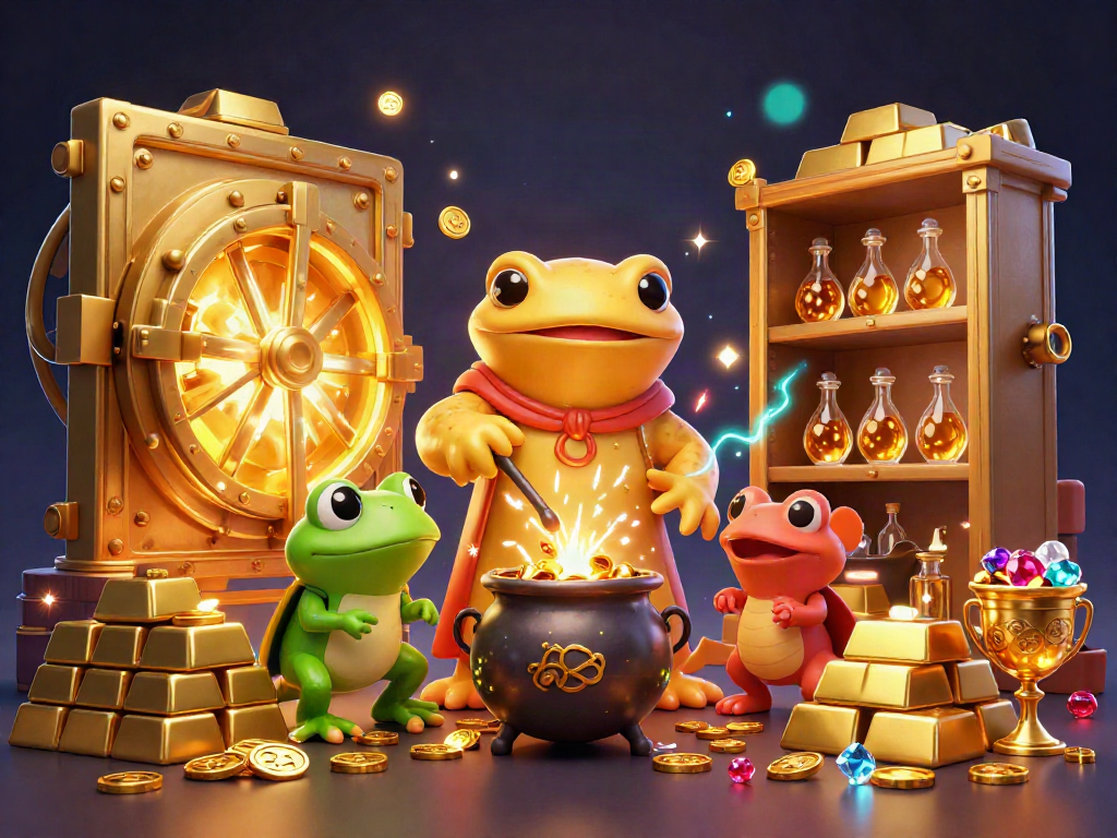 Engage in thrilling gambling with a vibrant scene featuring a Sky Exchange new ID character immersed in alchemical gold making.