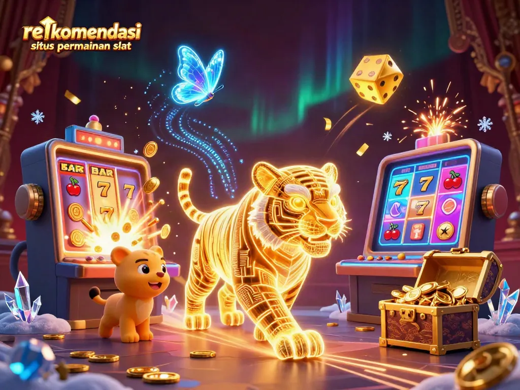 Rekomendasi situs permainan slot ditampilkan dalam ilustrasi kasino digital yang menyenangkan.