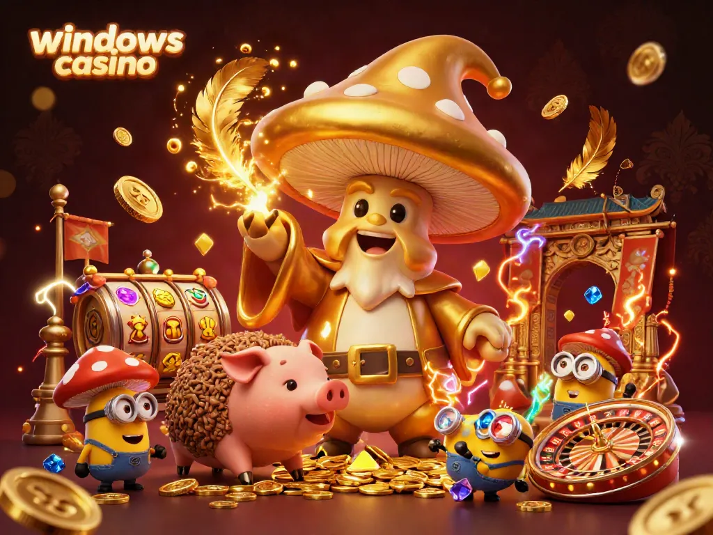 Engage in vibrant fun at windows casino with a spectacular 3D scene featuring magical characters and dynamic game elements.