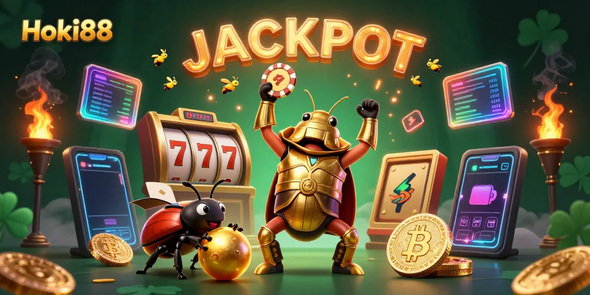 Hoki88 menghibur pemain dengan jackpot, simbol slot, dan karakter unik yang bersaing di kasino.