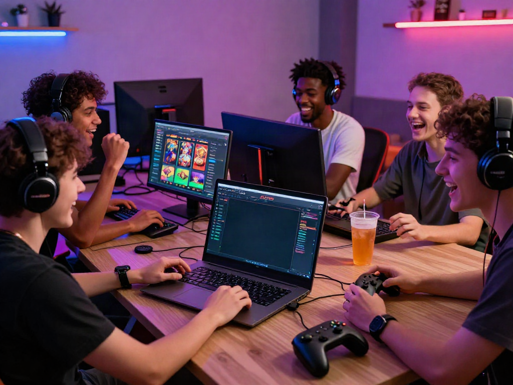 A80 gaming platform session showcasing friends enjoying vibrant games online.