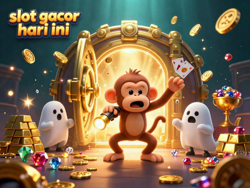 Momen menakjubkan dari slot gacor hari ini di kasino dengan cahaya emas penuh harta.