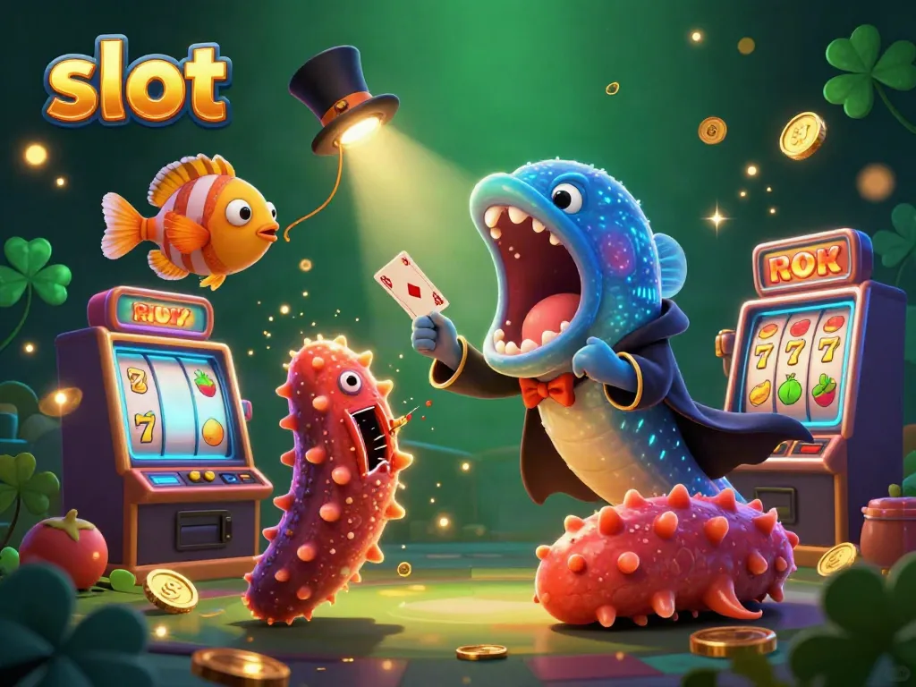 Menggiring slot dengan jalur mesin, gulper eel dan ikan pemancing menampilkan trik sulap di kasino.