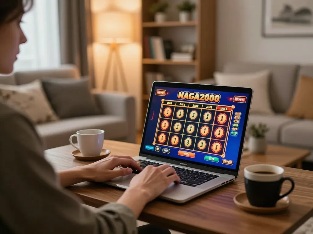 NAGA2000 player prepares to spin the reels in cozy online gaming setup