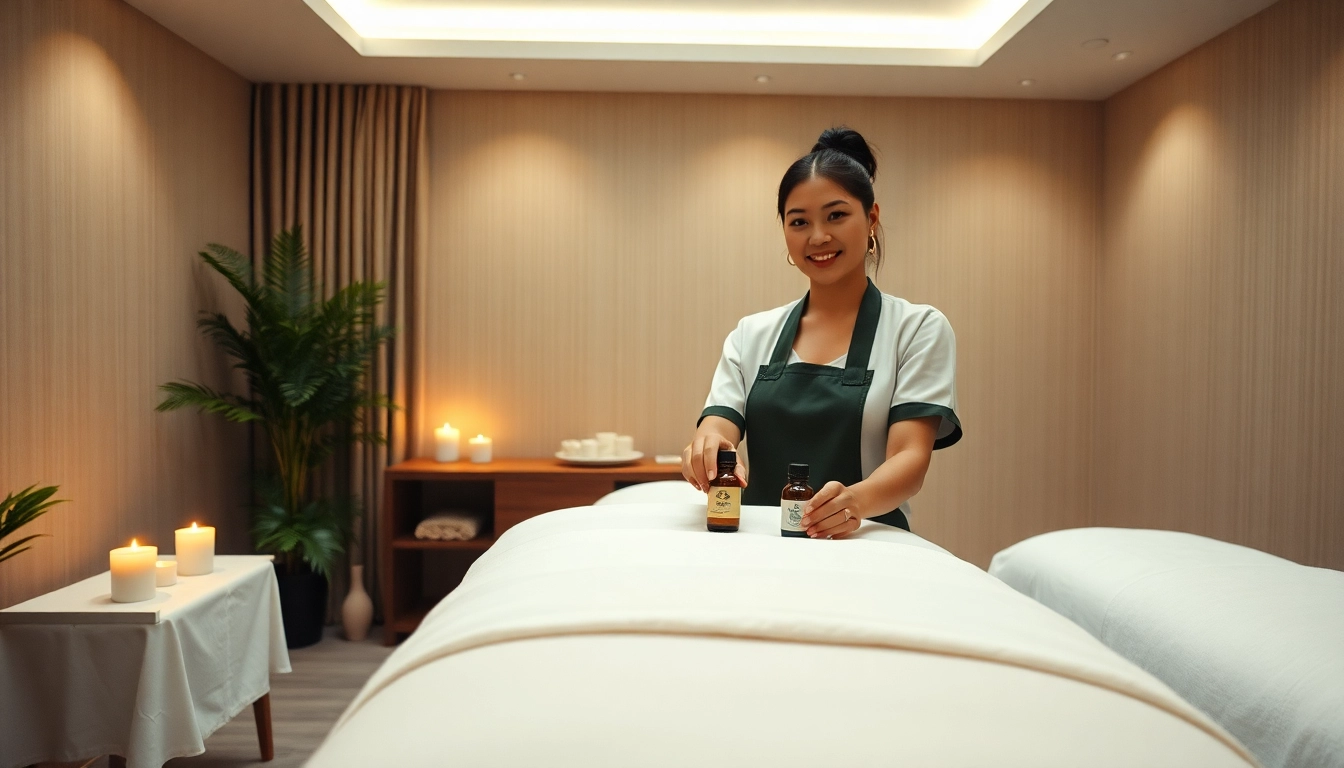 Experience the comfort of 동탄출장마사지 in a serene massage room with ambient lighting and expert therapists.