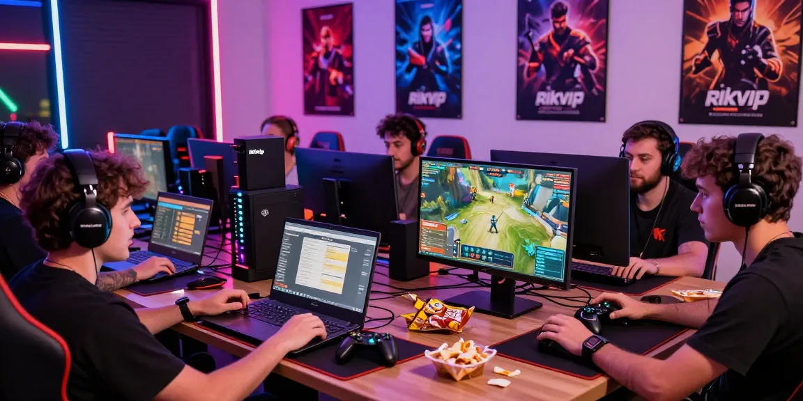 Engaging online gaming setup for rikvip with diverse players immersed in action.