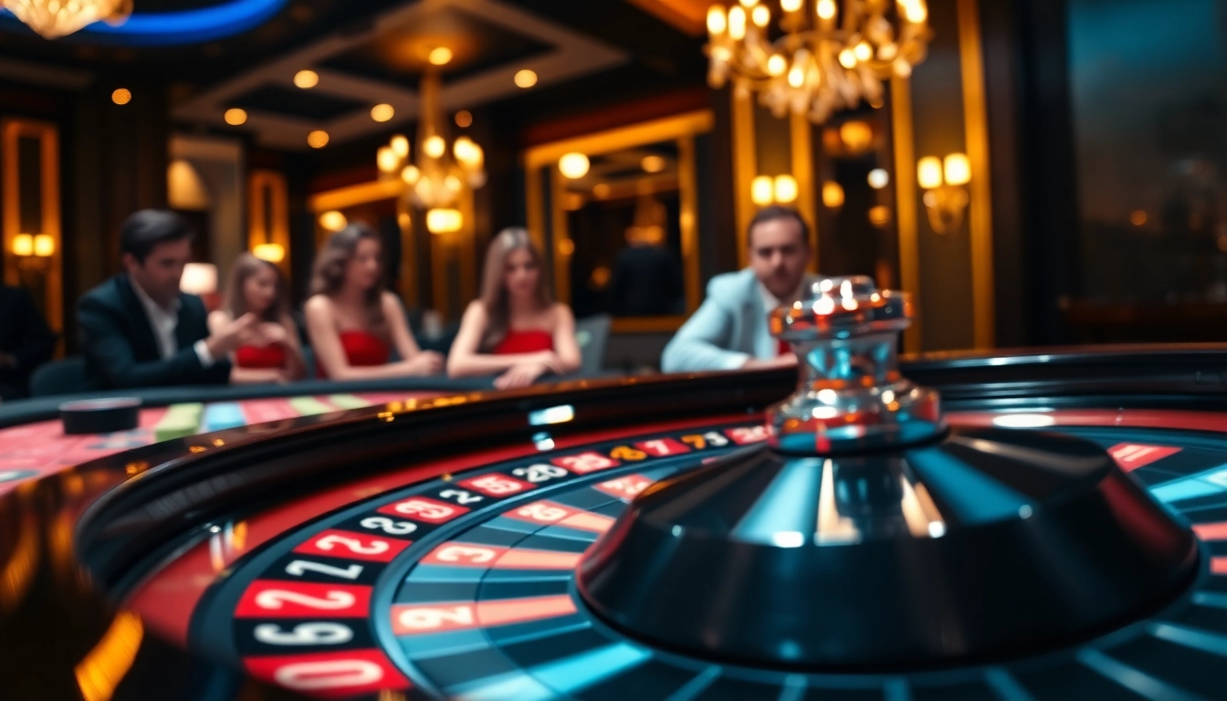 Engaging casino scene with roulette table and players enjoying the game.