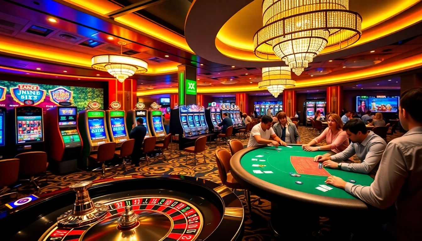 Exciting gambling at XX 88 casino with vibrant slot machines and engaged players.
