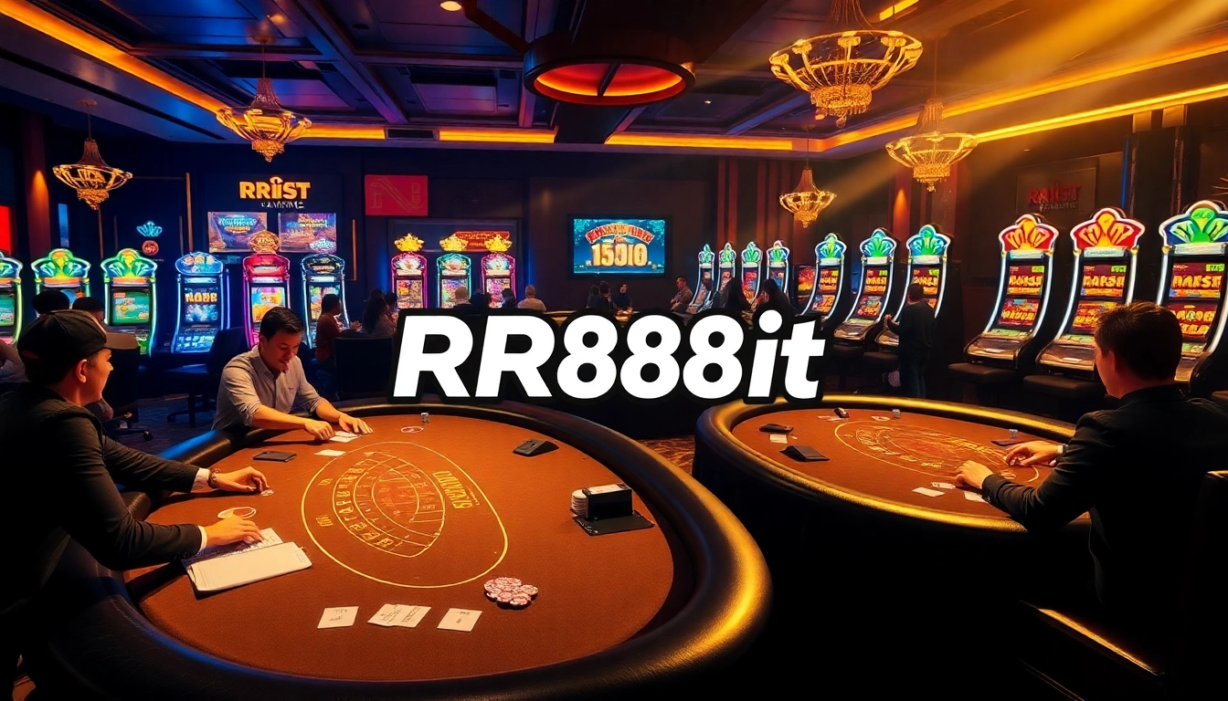 Experience the thrill of RR88it with vibrant poker tables and luxurious slot machines.