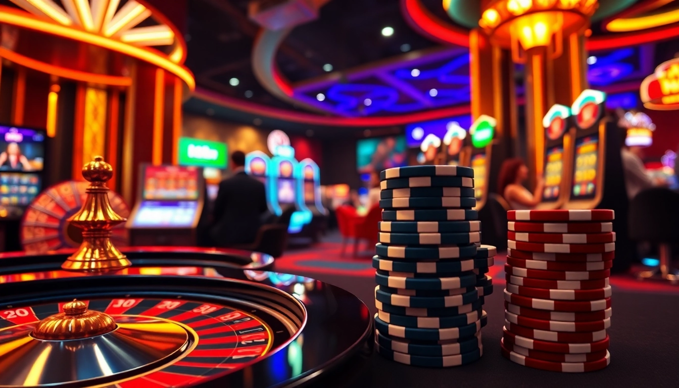 Experience the thrill of online gambling at new888 with vibrant casino visuals, poker chips, and exciting games.