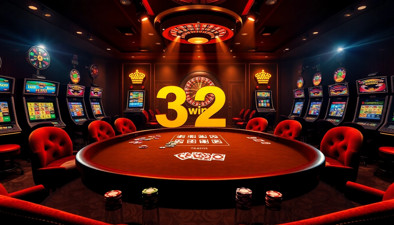 Experience the thrill of a winning moment with 32 win at a luxurious poker table.