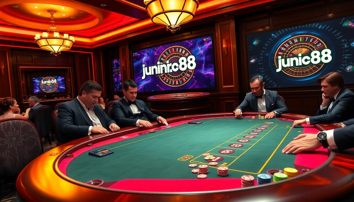 Players enjoying poker at a luxury table with jun88.rodeo visuals.